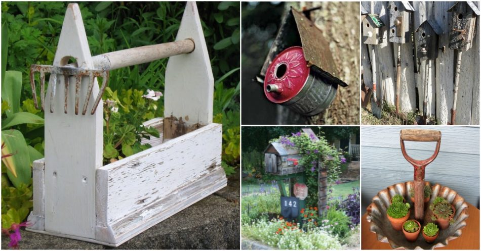 25 Rustikale Repurposed-Ideen, alte Gartenwerkzeuge gut zu verwenden 