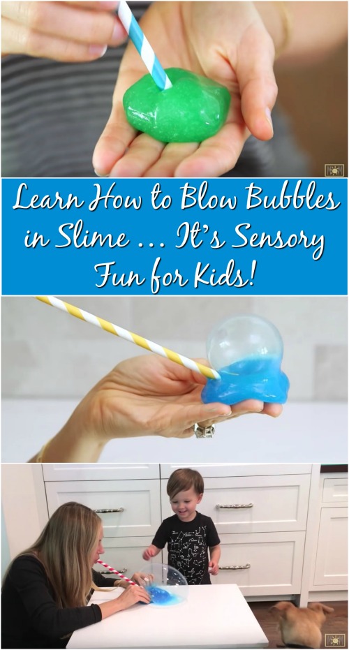 Erfahren Sie, wie Blasen in Slime Blasen ... Es ist Sinnesspaß für Kinder! 