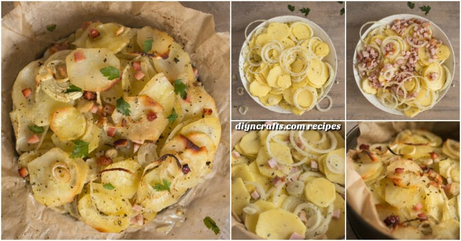 Dieser einfache Kartoffel-Kuchen mit Zwiebeln ist das perfekte in einer Mahlzeit 