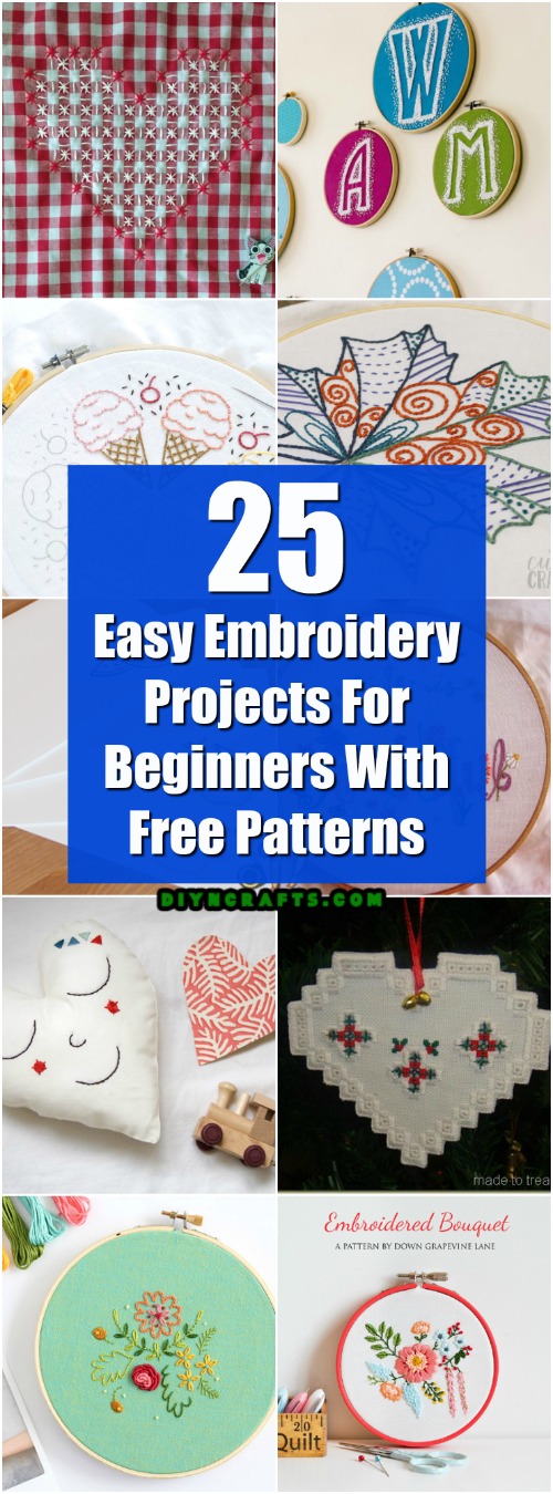 25 einfache Stickerei-Projekte für Anfänger mit freien Mustern 