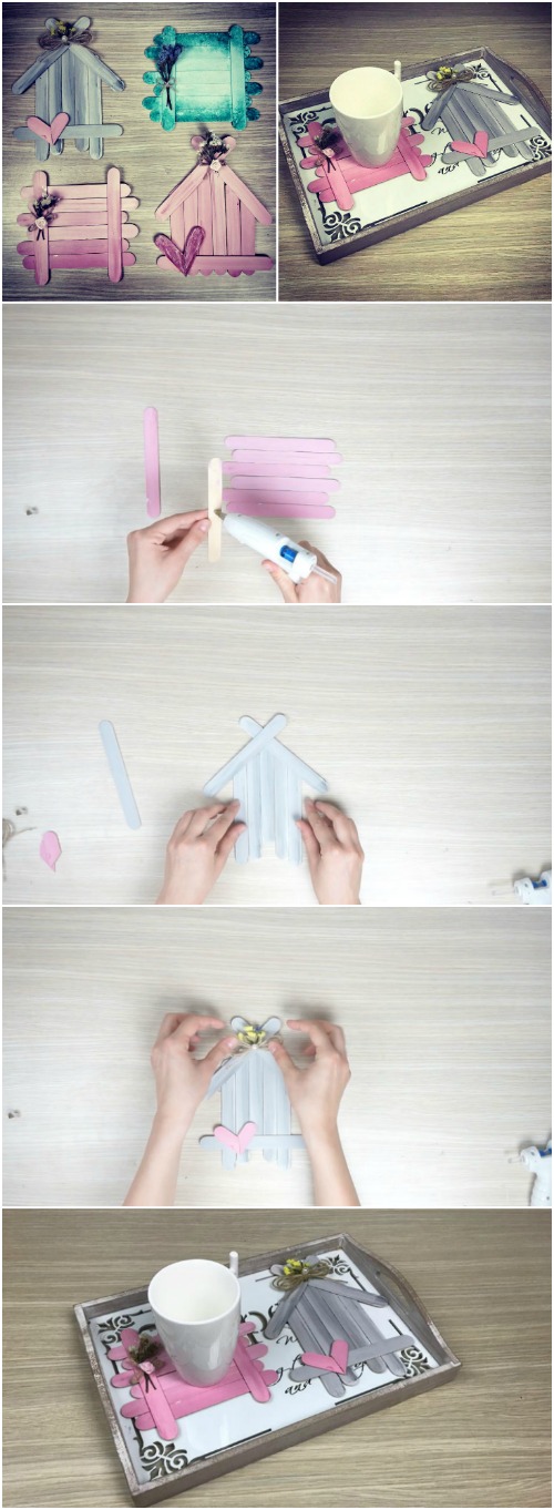 Wie man diese niedlichen DIY-Untersetzer aus Eisstielen macht 
