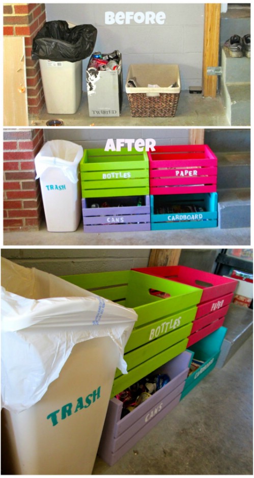 20 DIY Home Recycling-Behälter, die Ihnen helfen, Ihre Wertstoffe zu organisieren 