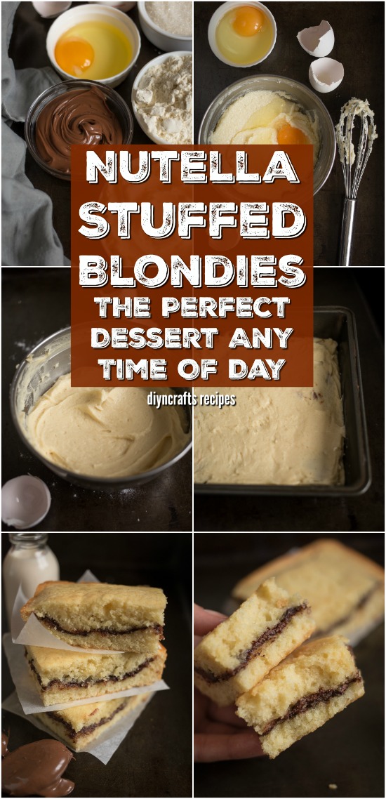 Nutella gefüllte Blondies - das perfekte Dessert zu jeder Tageszeit 
